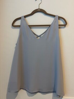 Express Grey V-Neck Crisscross Back Blouse